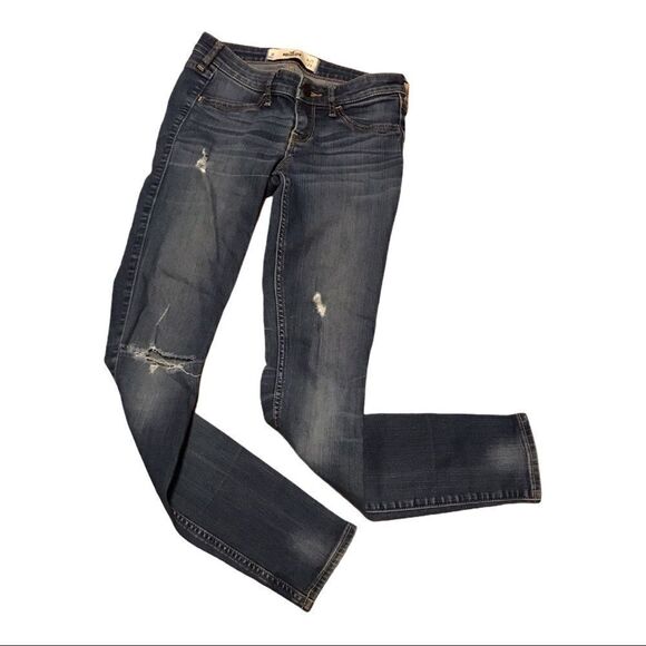 Hollister Distressed Ripped Blue Jeans Waist 25 1R - Picture 6 of 9